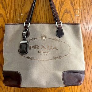 Prada logo jacquard tote bag